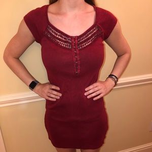 Free People maroon ribbed mini dress - women’s M